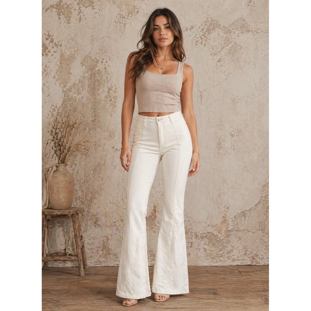 WE‎ THE FREE TWENTY-NINE Women's White Flare Jeans 29 Stretch Bootcut